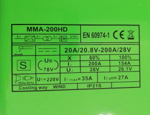  200A Inverter IGBT DC MMA/LIFT-TIG Welding machine Shonco welding technology, MMA-200HD, 30210