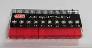 10 pcs 1/4" Star bit set T7-T40, 2104